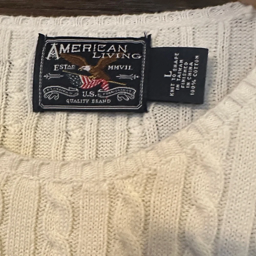 American Living White Cable Knit Sweater - Picture 2 of 6